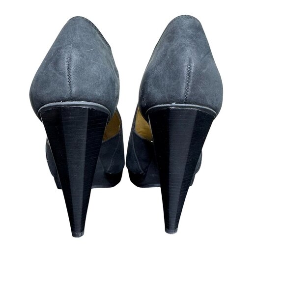 NWOB Michael Kors "Greenwich" Black Leather Peep-Toe Heels, 4.5" Heel, Size 9 - Picture 4 of 11